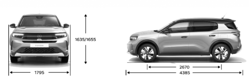 Yeni Opel Frontera Hibrit Ebatları