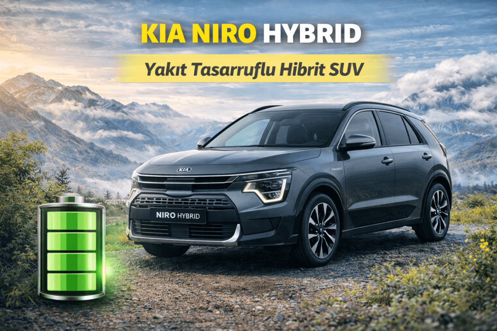Kia Niro Hybrid yakıt tasarruflu hibrit SUV dağ manzarasında gri renkli modern tasarım
