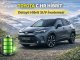 Toyota C-HR Hibrit gri renk SUV modelinin dağ manzarası eşliğinde dış tasarım ve batarya göstergesiyle tanıtım görseli