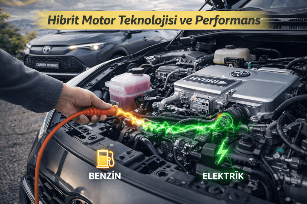Toyota Corolla Cross Hibrit hibrit motor sistemi benzinli ve elektrikli güç ünitesi detay görünüm